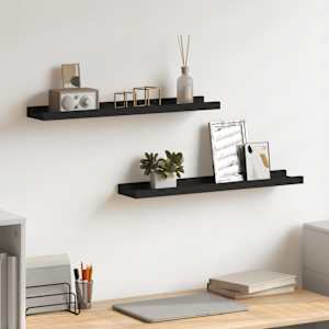 Police z robom 2 kosa črne 60x9x3 cm mediapan