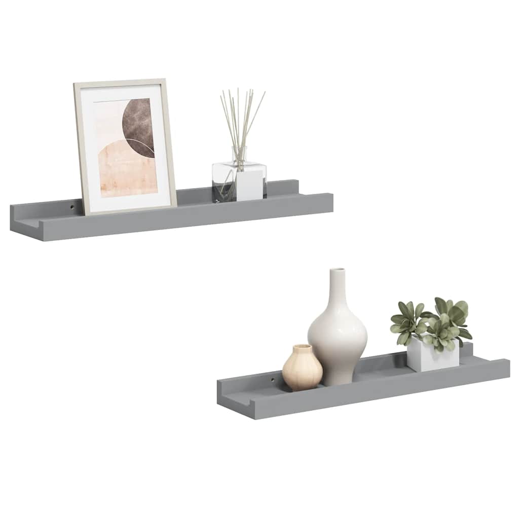 E-shop vidaXL Poličky na zarámované obrázky 2 ks sivé 40x9x3 cm MDF