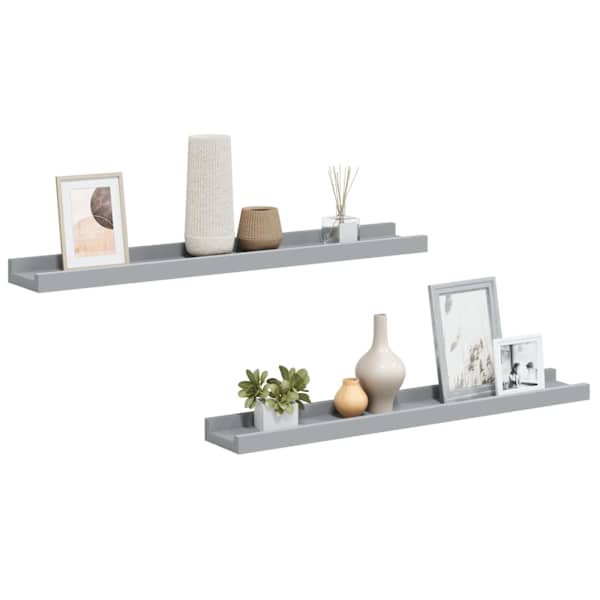 vidaXL pildiraami seinariiulid 2 tk, hall, 60 x 9 x 3 cm MDF