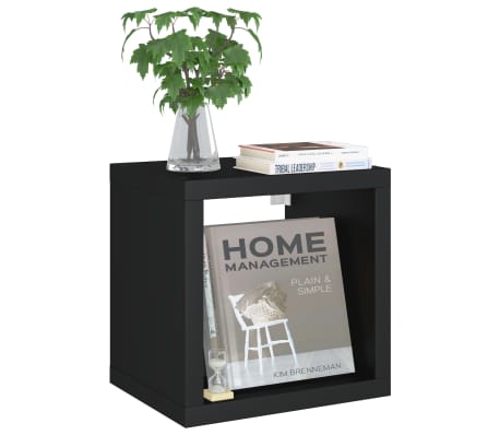 vidaXL Sieninė lentyna, juodos spalvos, 37x29,5x37cm, MDF, kubo formos