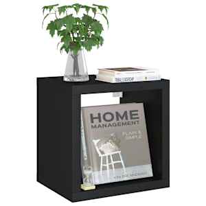 vidaXL Sieninė lentyna, juodos spalvos, 37x29,5x37cm, MDF, kubo formos