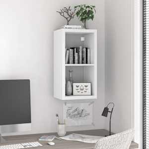 vidaXL Sieninė lentyna, balta, 69,5x29,5x37cm, MDF, kubo formos