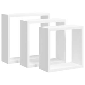 vidaXL kuubikukujulised riiulid, 3 tk, valge, MDF