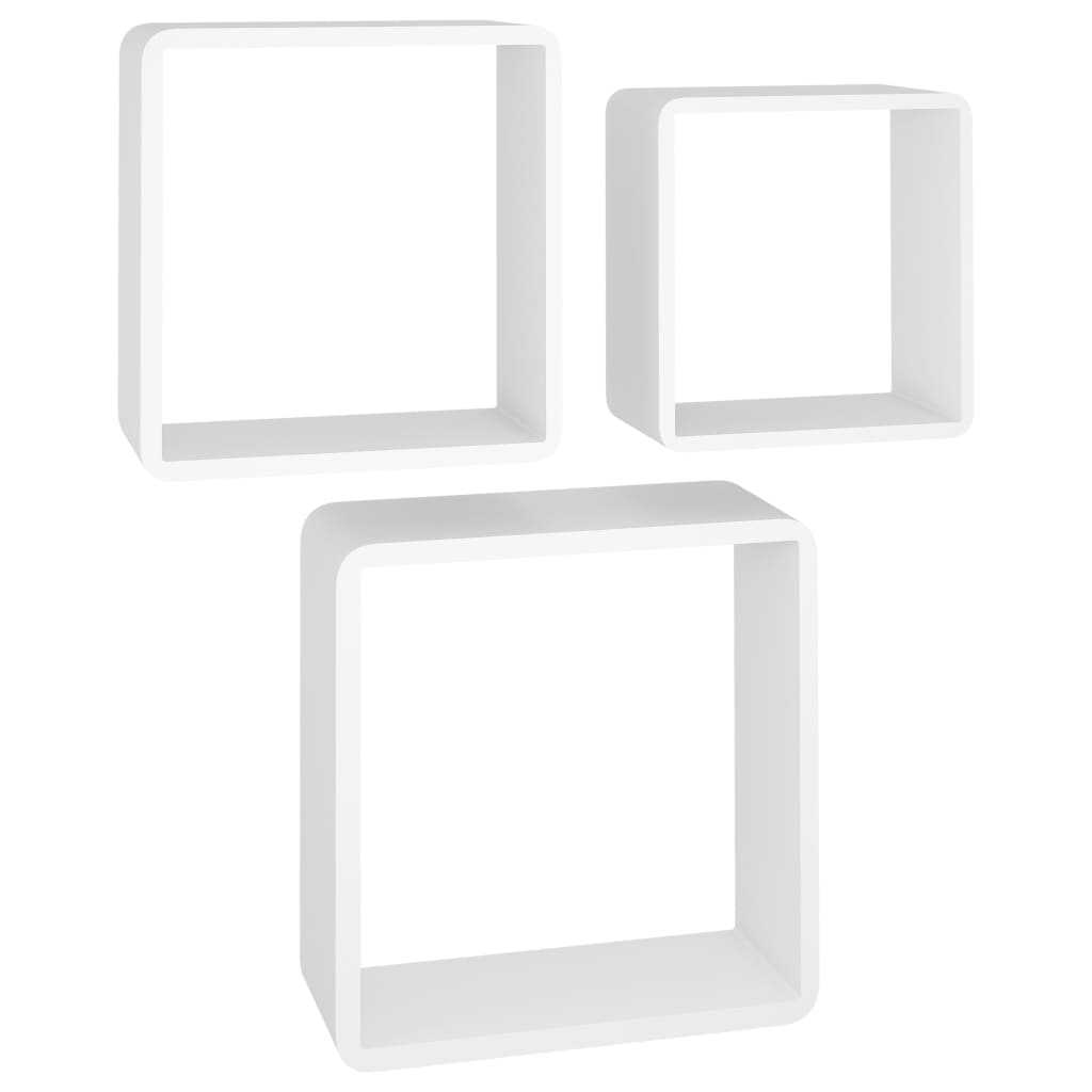Image of vidaXL Wall Cube Shelves 3 pcs White MDF