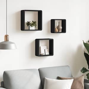 vidaXL Wall Cube Shelves 3 pcs Black MDF