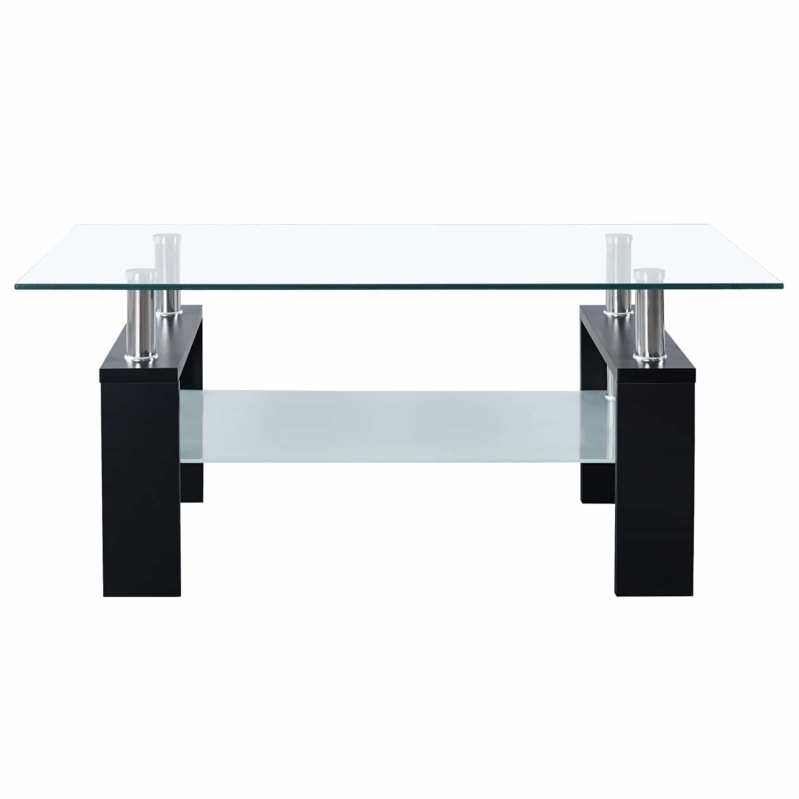 vidaXL Salontafel Zwart 55 x 96 x 40.5 cm Melamine en Gehard Glas