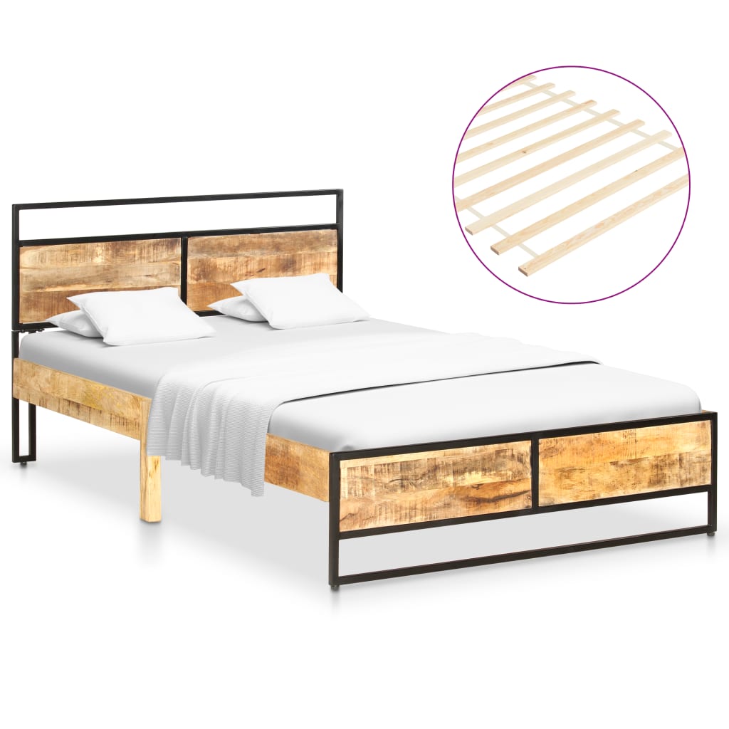 vidaXL Cadru de pat, 120 x 200 cm, lemn masiv de mango și pin vidaxl.ro