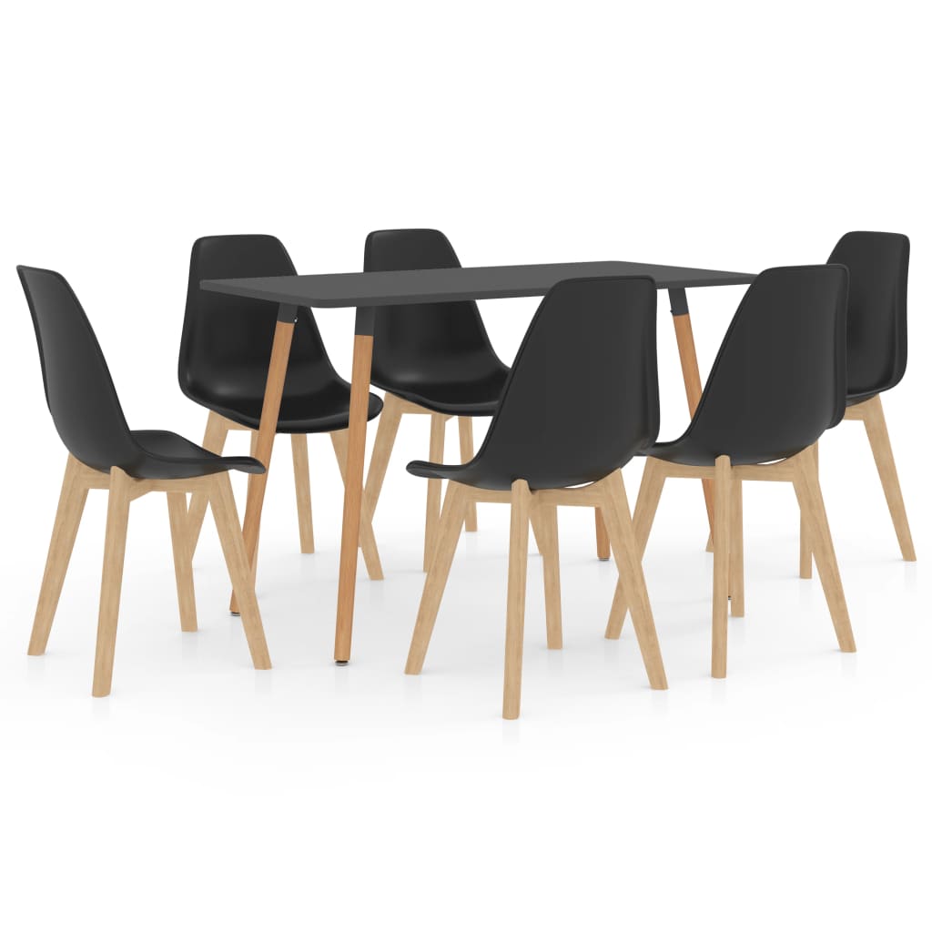 vidaXL Set de mobilier de bucătărie, 7 piese, negru vidaXL imagine noua 2022