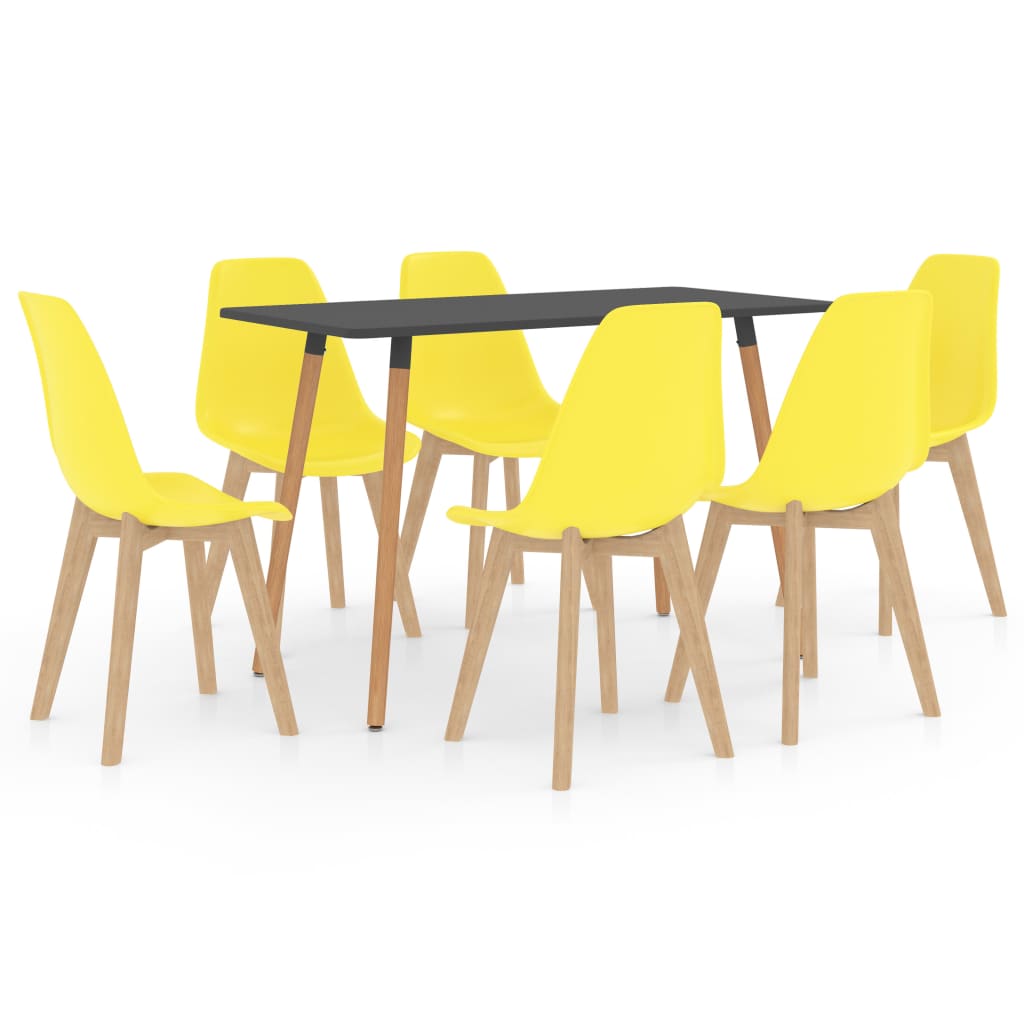 vidaXL Set mobilier de bucătărie, 7 piese, galben vidaXL imagine noua 2022