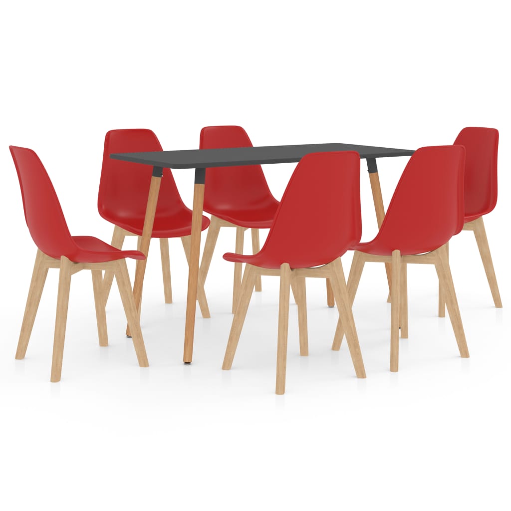 vidaXL Set mobilier de bucătărie, 7 piese, roșu vidaXL imagine noua 2022