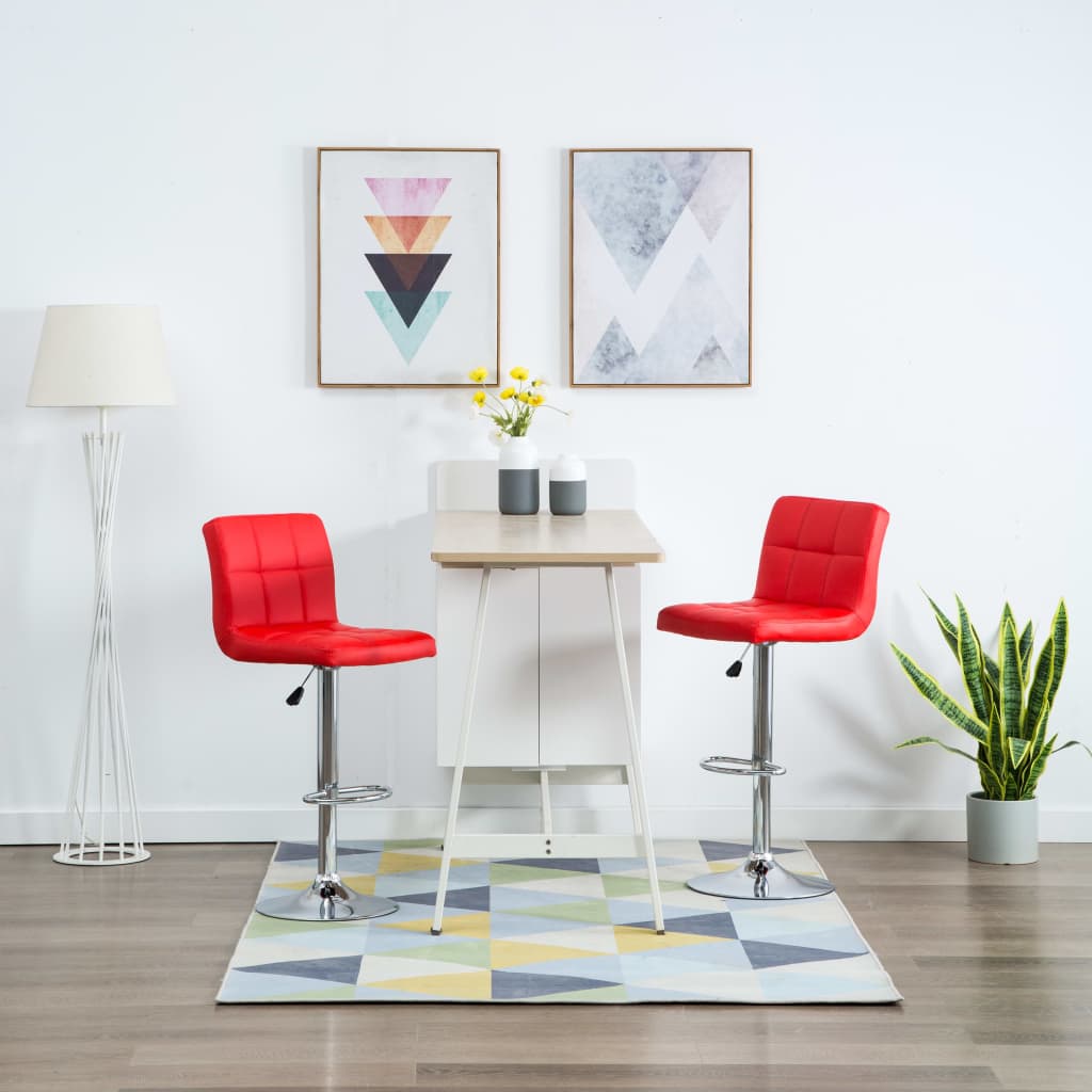 vidaXL Barhocker 2 Stk. Rot Kunstleder