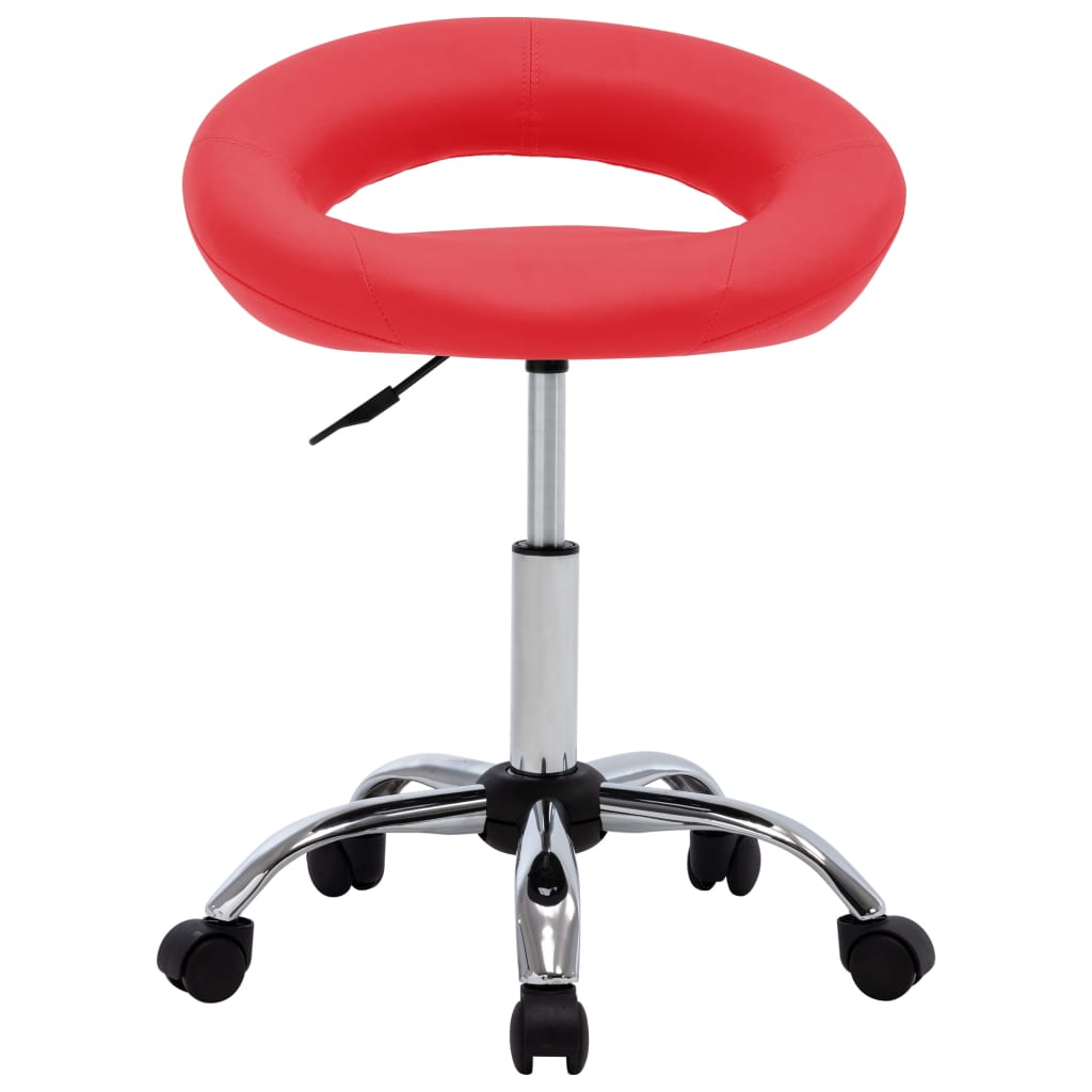 vidaXL Vrtljiv delovni stol rdeče umetno usnje