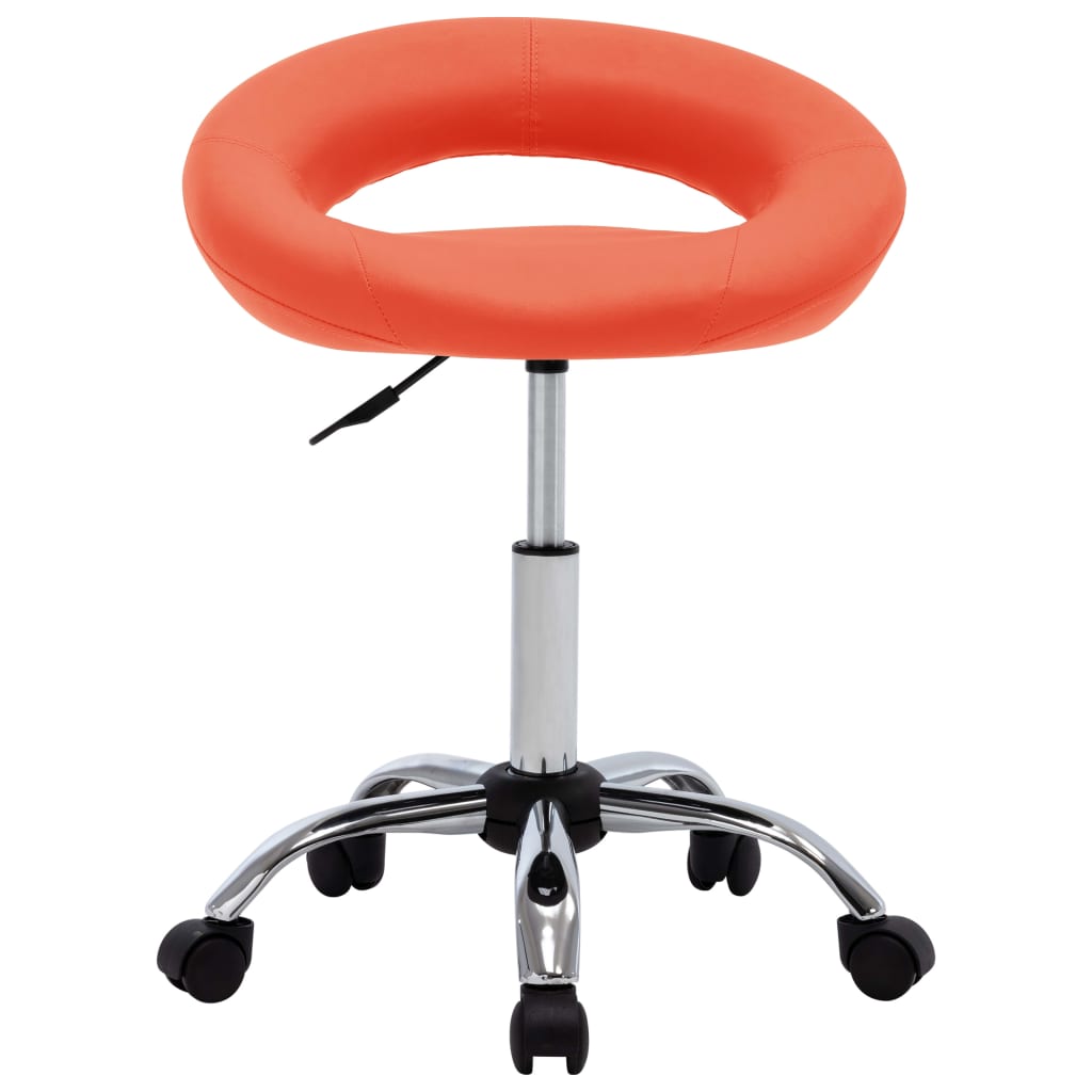 Werkstoel rollend kunstleer oranje