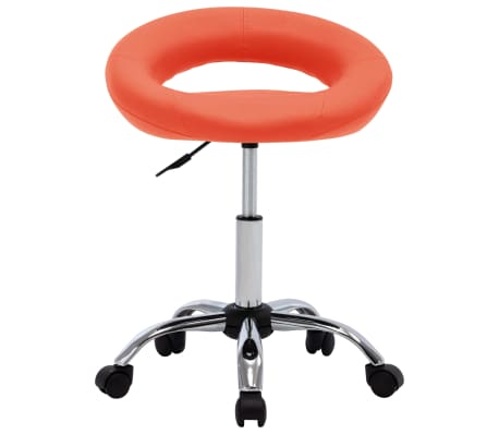 vidaXL Silla de trabajo con ruedas cuero sintético naranja