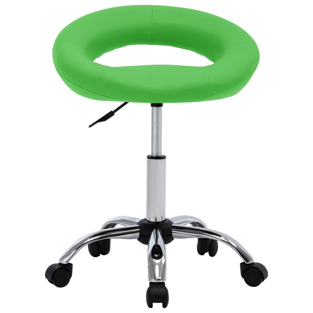 vidaXL Silla de trabajo con ruedas cuero sintético verde