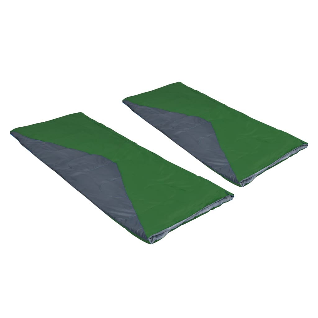 vidaXL Saco-cama campismo leve tipo envelope 2 pcs 1100g 10 ºC verde