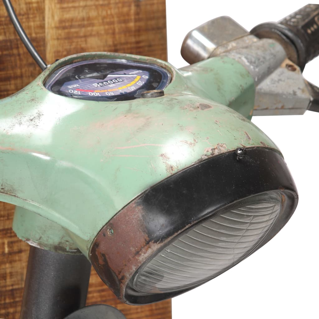 Robogó-kialakítású vas és tömör mangófa fali lámpa 