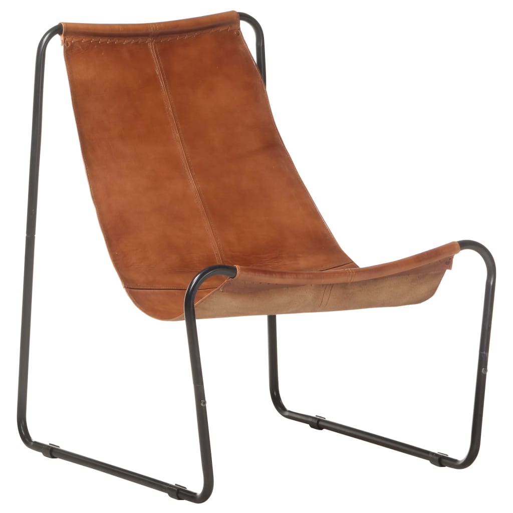Image of vidaXL Relaxing Chair Brown Real Leather