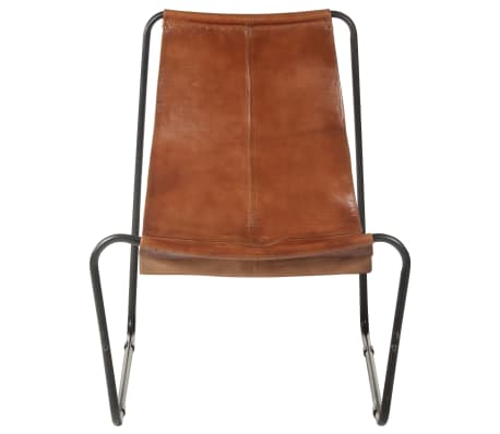 vidaXL Relaxing Chair Brown Real Leather