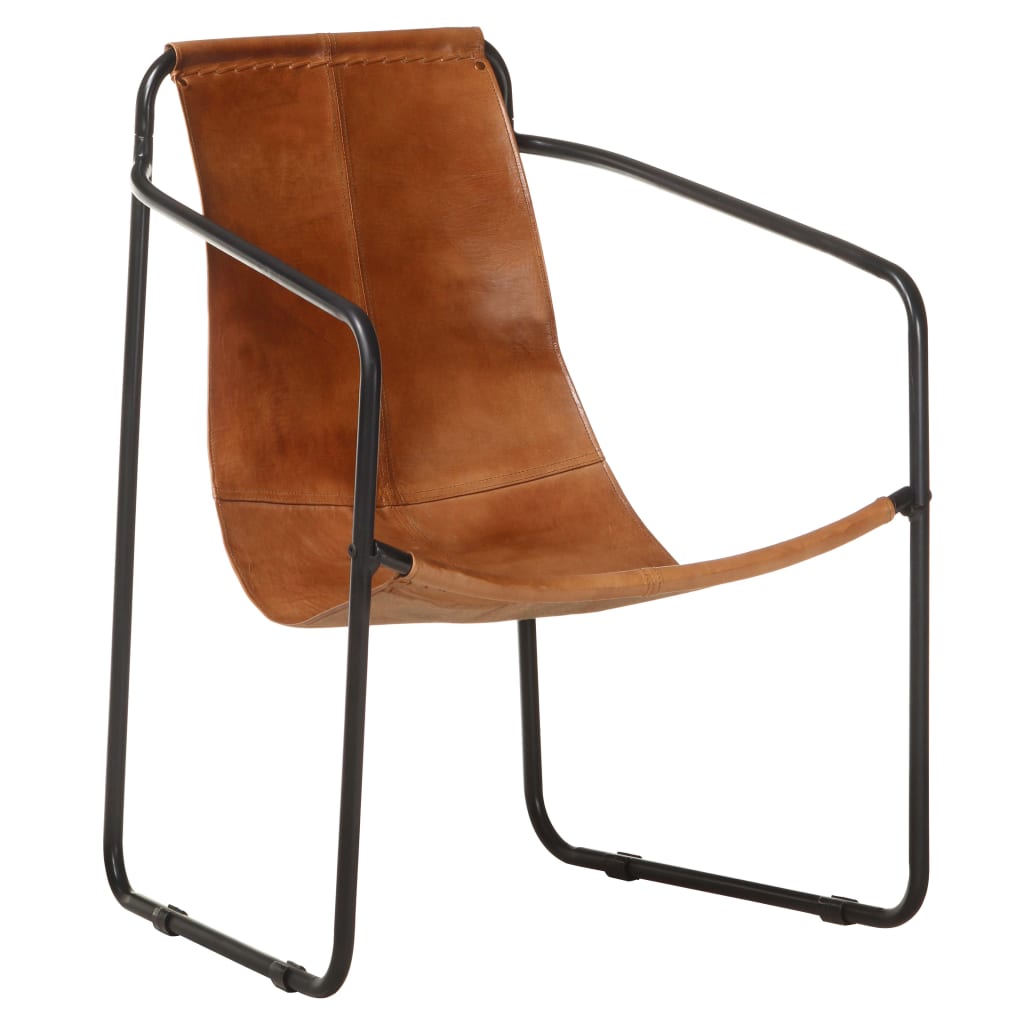 Image of vidaXL Relaxing Armchair Brown Real Leather