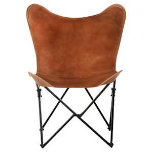 vidaXL Sammenleggbar sommerfuglstol brun ekte lær