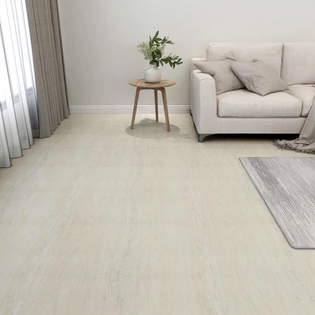 vidaXL Plăci de pardoseală autoadezive, 55 buc., crem, 5,11 m², PVC vidaxl.ro