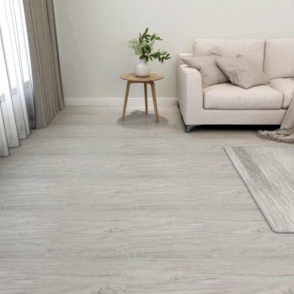 vidaXL Itsekiinnittyvä lattialankku 55 kpl PVC 5,11 m² vaaleanharmaa