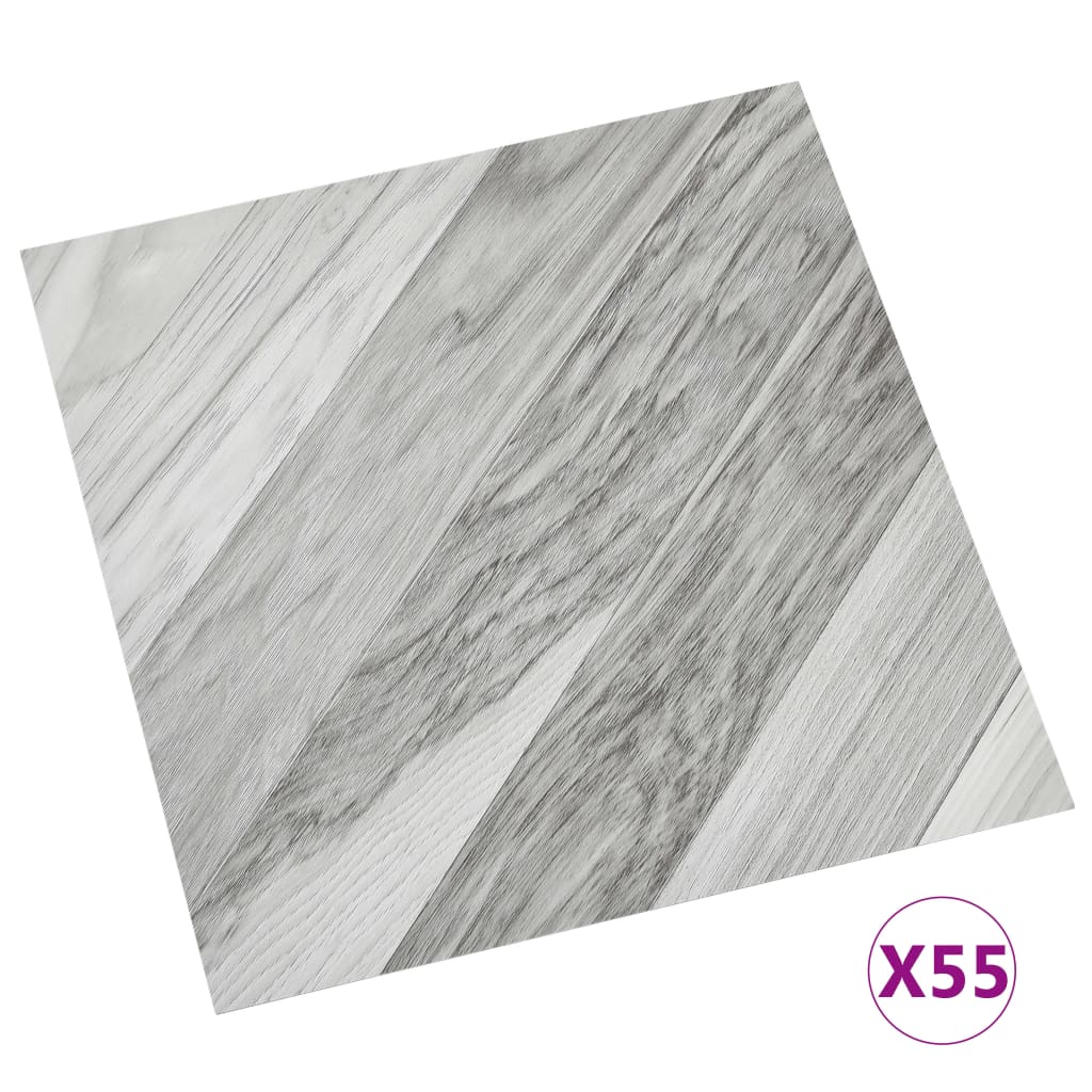 vidaXL Samolepicí podlahové desky 55 ks PVC 5,11 m² šedé pruhované