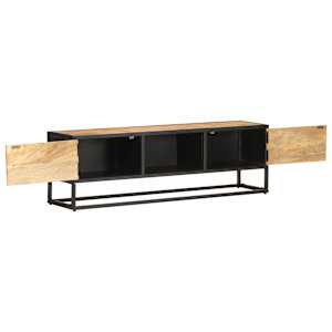 TV stolek s vyřezávanými dvířky 130x30x40 cm hrubý mangovník - obrázek 2