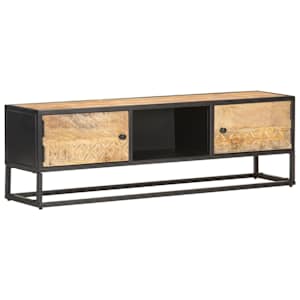 TV stolek s vyřezávanými dvířky 130x30x40 cm hrubý mangovník - obrázek 11