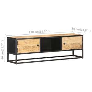 TV stolek s vyřezávanými dvířky 130x30x40 cm hrubý mangovník - obrázek 7