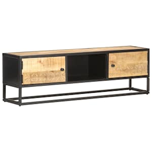 TV stolek s vyřezávanými dvířky 130x30x40 cm hrubý mangovník - obrázek 8