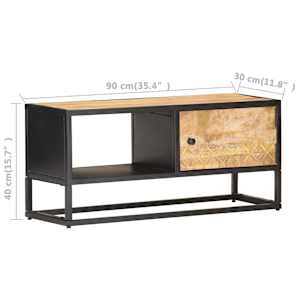 TV stolek s vyřezávanými dvířky 90 x 30 x 40 cm hrubý mangovník - obrázek 7