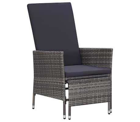 vidaXL Liegestuhl Poly Rattan Grau Relaxstuhl Gartenstuhl Sessel Liege
