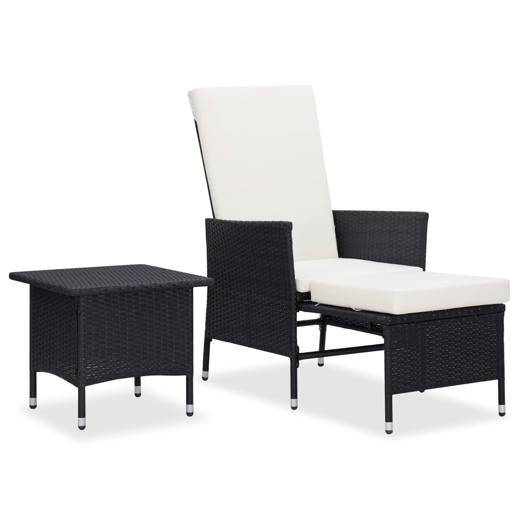 vidaXL 2-tlg. Garten-Lounge-Set mit Kissen Poly Rattan Schwarz