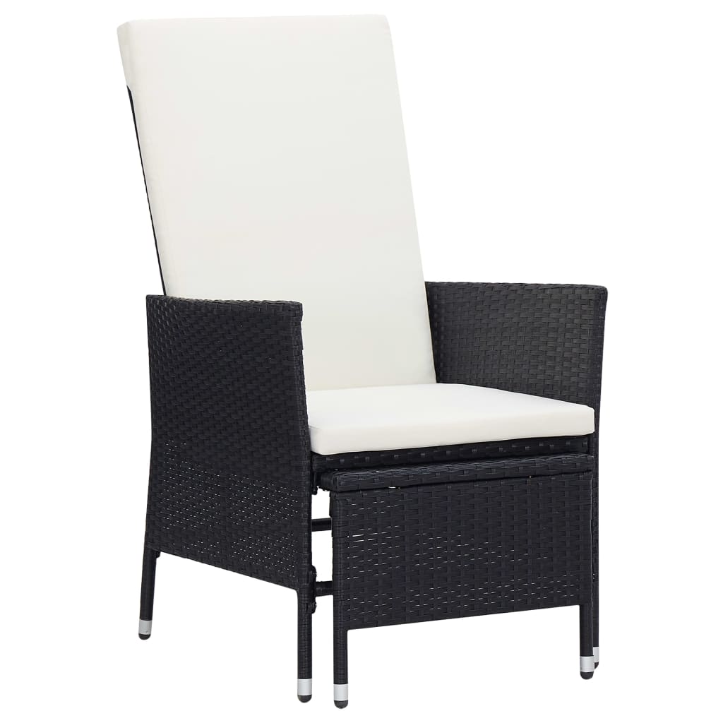 Set mobilier de grădină cu perne, 2 piese, negru, poliratan