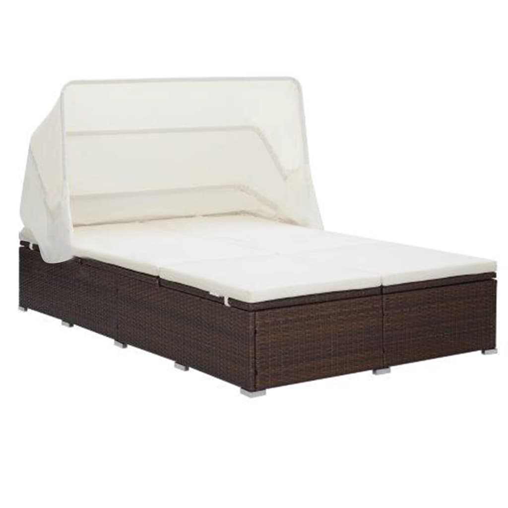 

vidaXL 2-Person Sunbed with Cushion Poly Rattan Brown