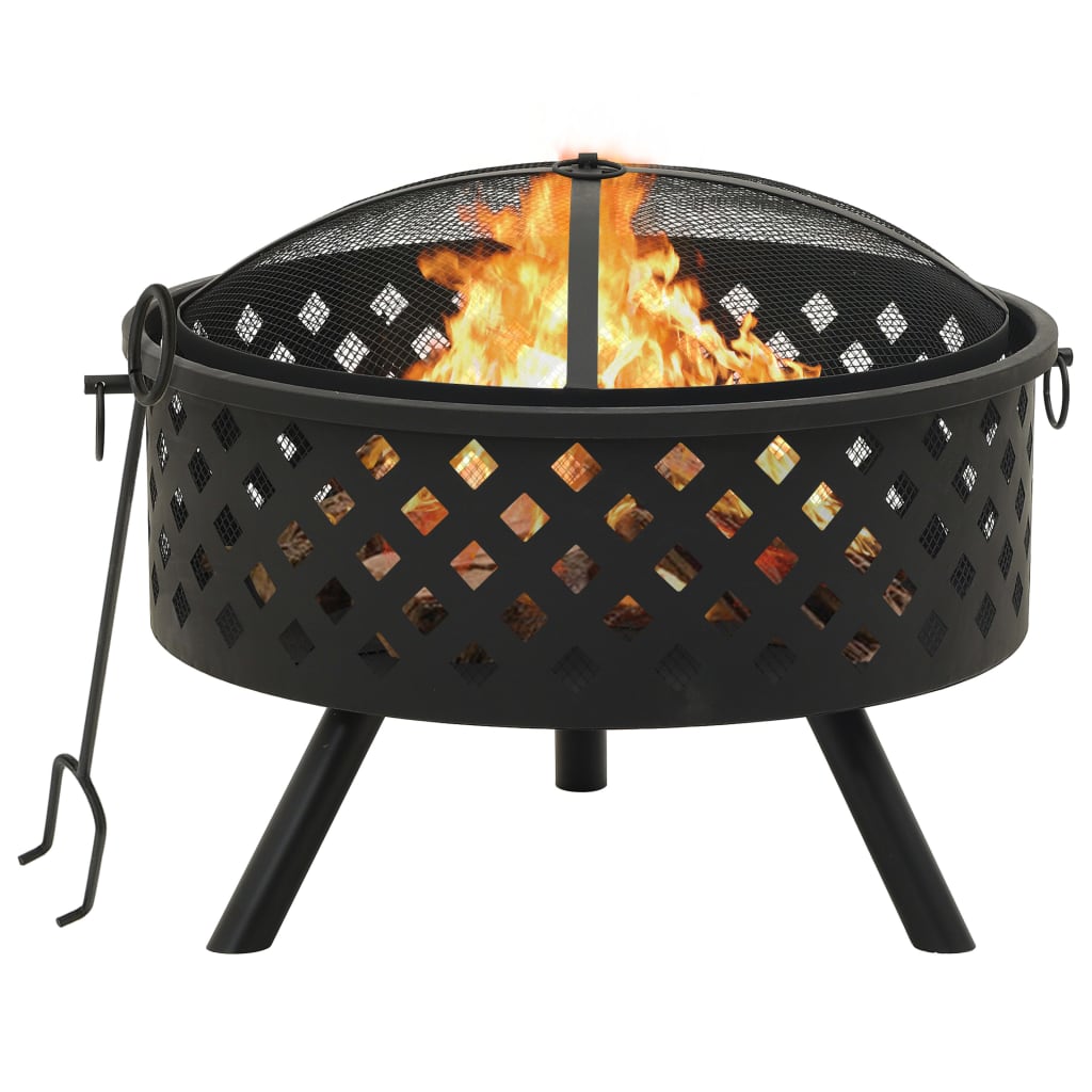 Image of vidaXL Fire Pit with Poker 68 cm XXL Steel