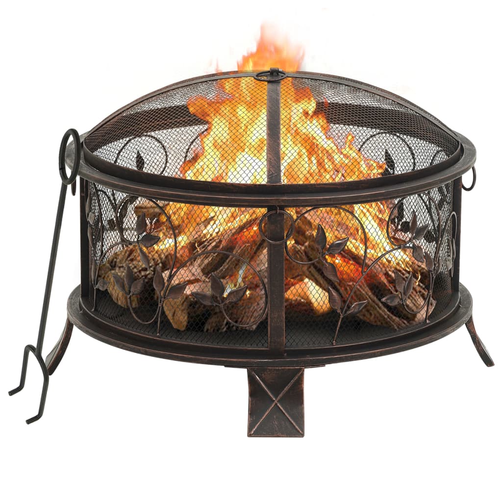 vidaXL Vatră de foc rustică, cu vătrai, 67,5 cm, oțel, XXL 675 imagine noua