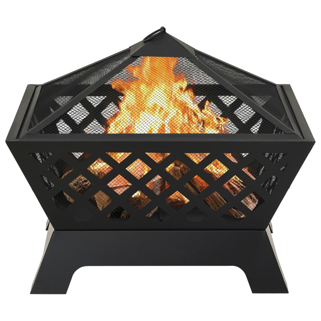 vidaXL Fire Pit with Poker 25.2 XXL Steel"