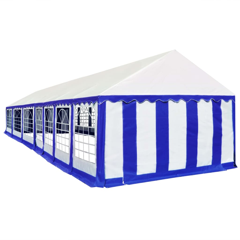 vidaXL Градинска шатра, PVC, 6x14 м, синьо и бяло