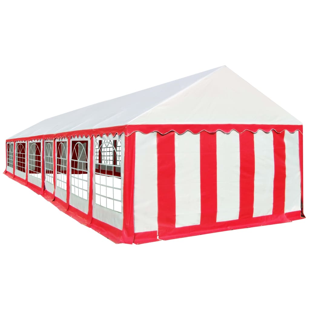 vidaXL Градинска шатра, PVC, 6x14 м, червено и бяло