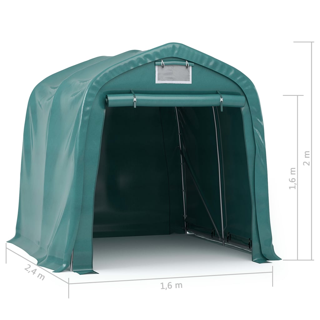 Zöld PVC sátorgarázs 1,6 x 2,4 m 
