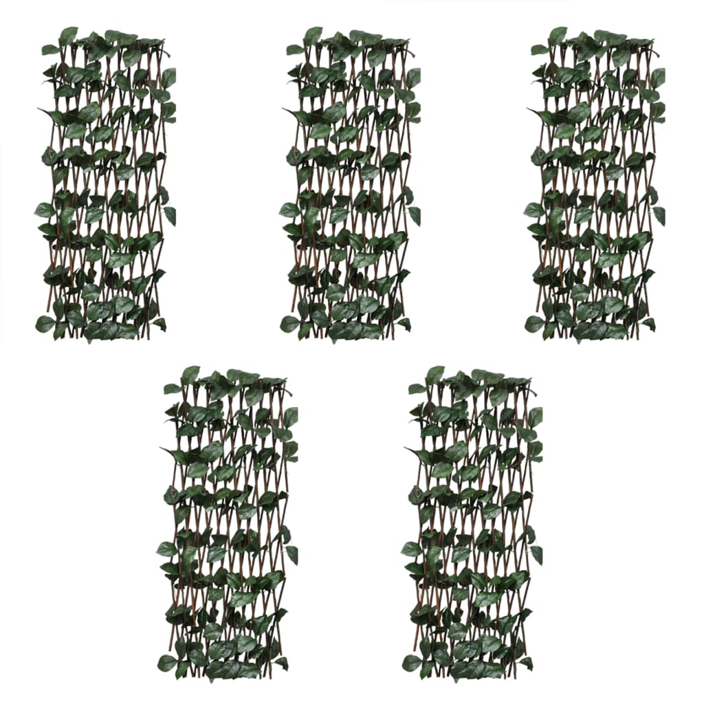 vidaXL Garduri cu zăbrele, frunze artificiale, 5 buc.,180x30cm, salcie vidaXL