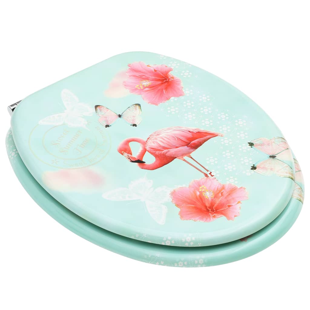 Thumbnail - vidaXL Toilettensitze mit Deckel 2 Stk. MDF Flamingo-Design