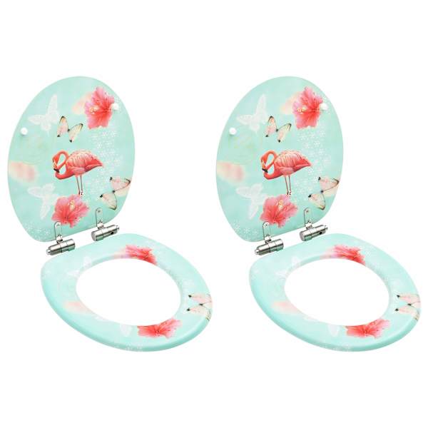 vidaXL WC prill-lauad pehmelt sulguva kaanega 2 tk, MDF, flamingod