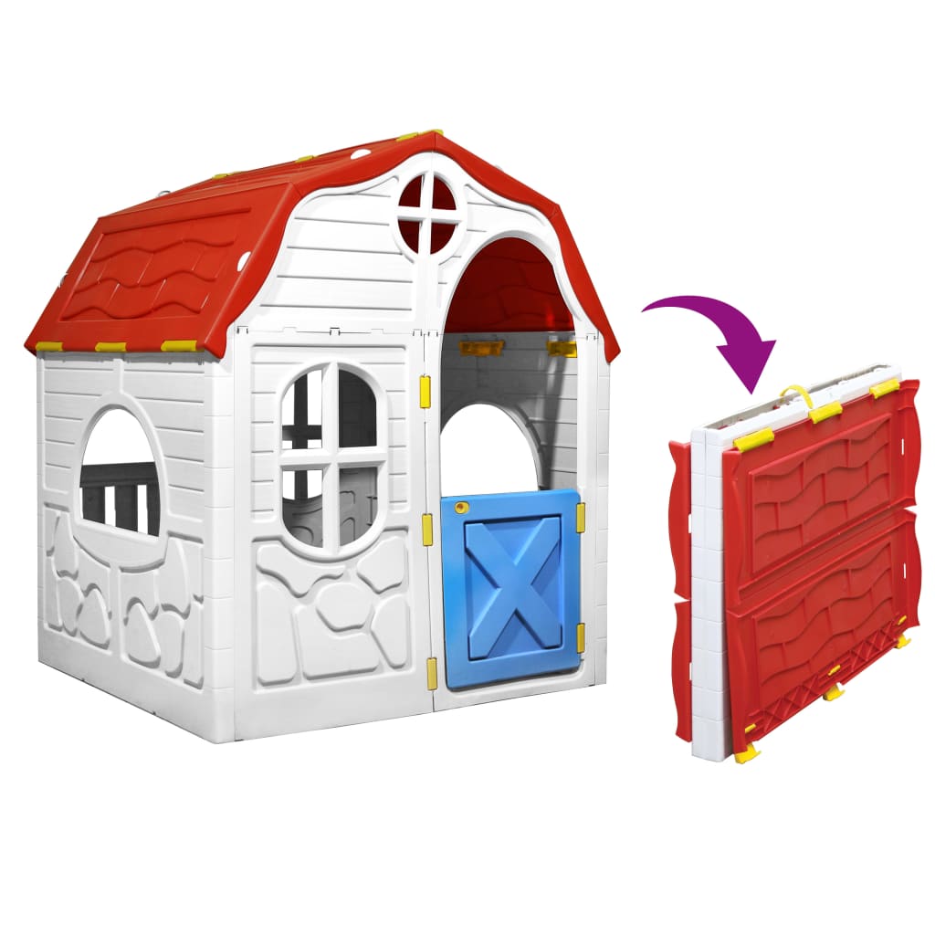 Összecsukható gyerekjátszóház működő ajtóval és ablakokkal 