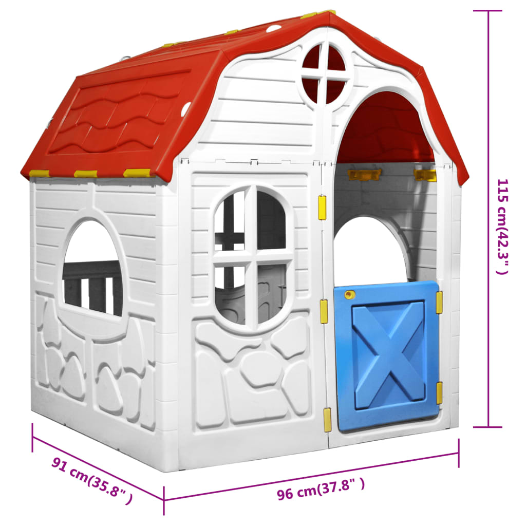 Összecsukható gyerekjátszóház működő ajtóval és ablakokkal 