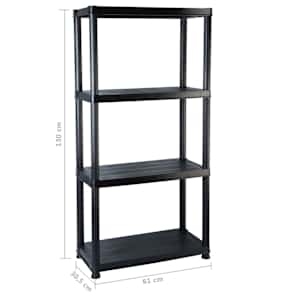 Úložný regál 4patrový černý 61 x 30,5 x 130 cm plast - obrázek 7