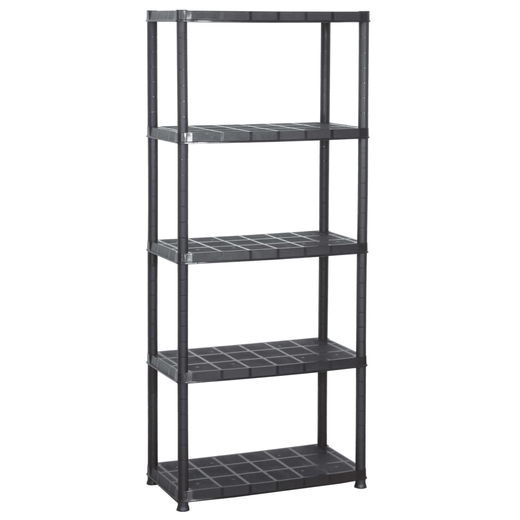 vidaXL Úložný regál 5patrový černý 71 x 38 x 170 cm plast